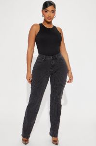 Linking Up Slim Straight Leg Jeans - Black Wash sold by Fashion Nova