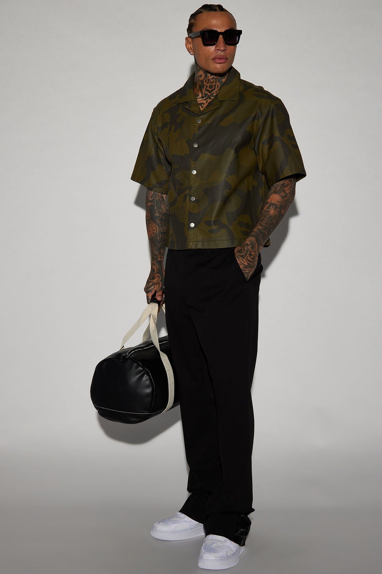 Every Step Of The Way Camo Cropped Button Up Shirt - Camouflage sold by Fashion Nova product image thumbnail 3