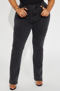 Linking Up Slim Straight Leg Jeans - Black Wash sold by Fashion Nova