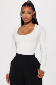 Ari Double Lined Bodysuit - Off White sold by Fashion Nova
