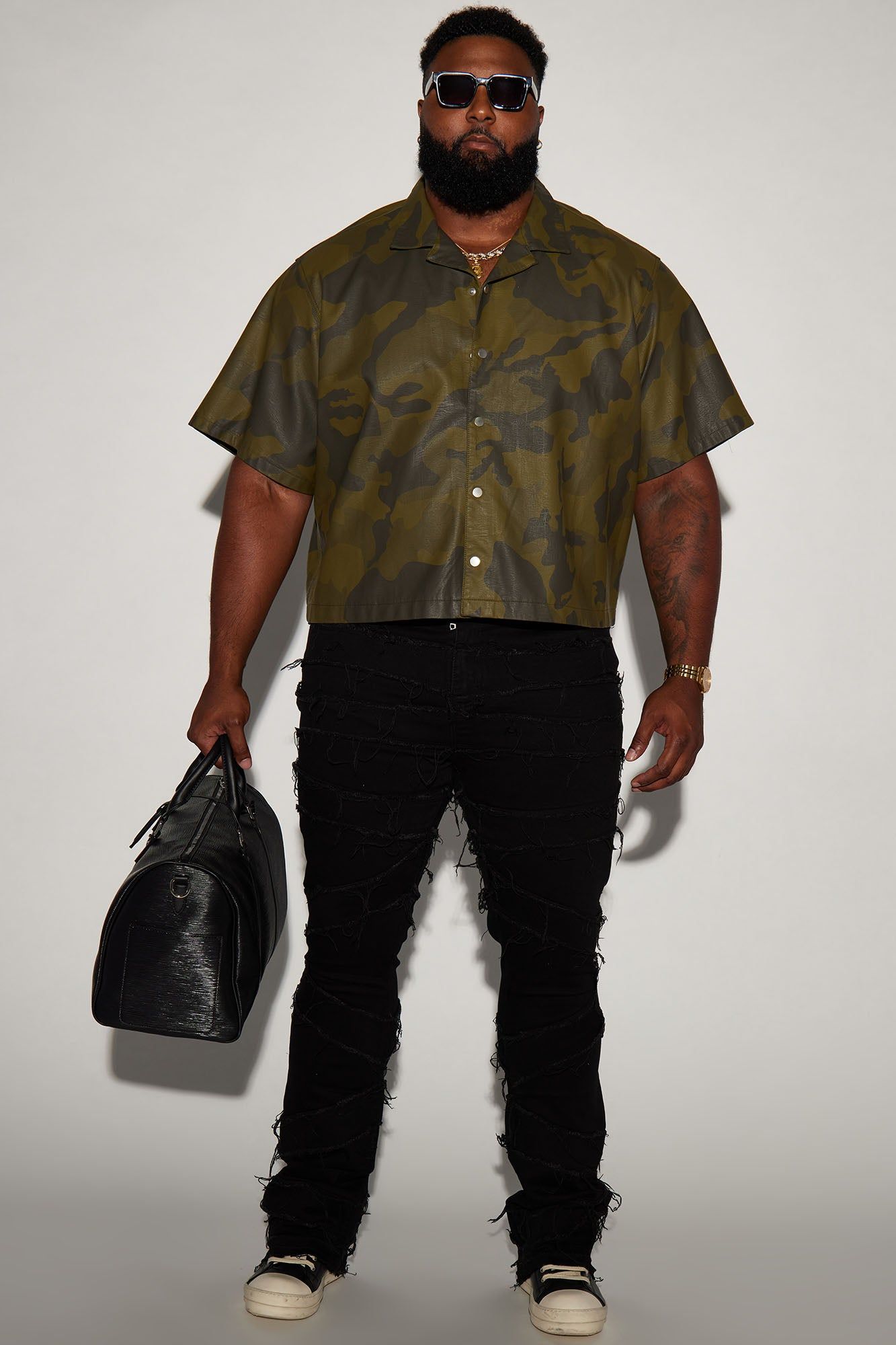 Every Step Of The Way Camo Cropped Button Up Shirt - Camouflage sold by Fashion Nova product image thumbnail 5