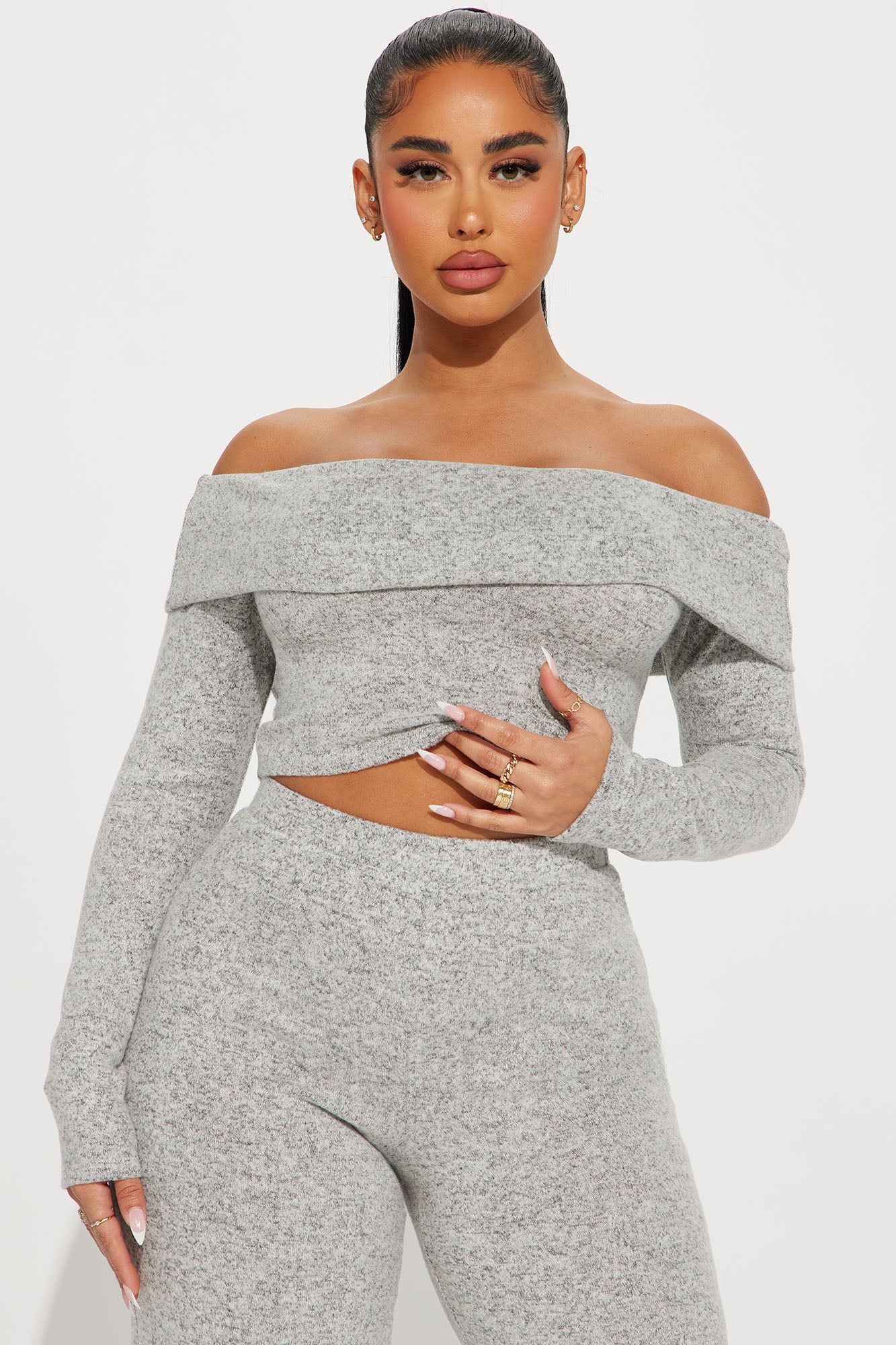 Jamie Brushed Knit Pant Set - Heather Grey sold by Fashion Nova product image thumbnail 2