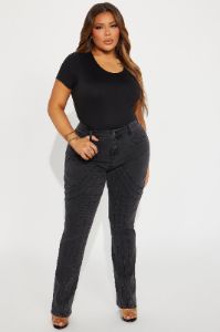 Linking Up Slim Straight Leg Jeans - Black Wash sold by Fashion Nova