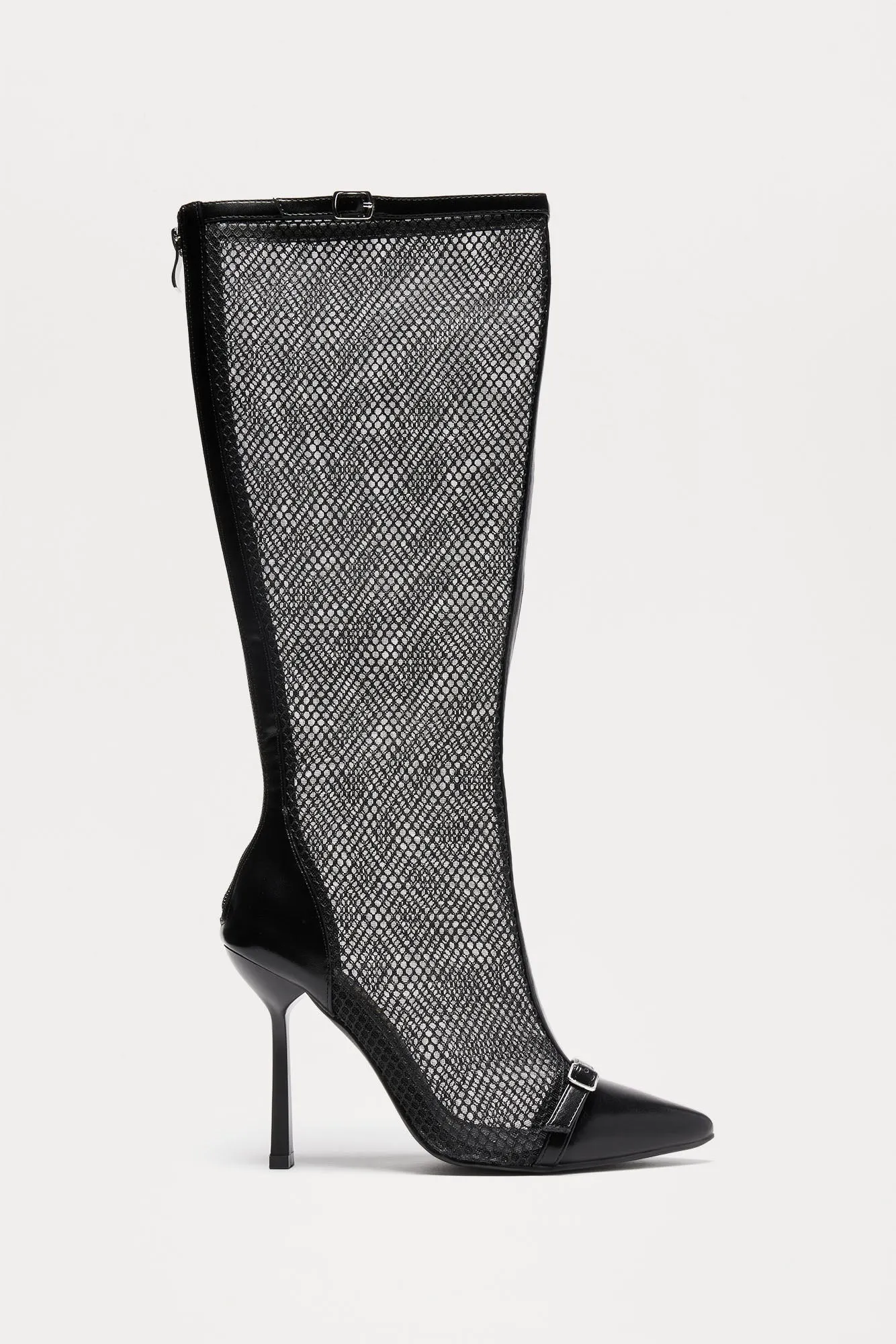 Kourtney Mesh Knee High Boots - Black sold by Fashion Nova