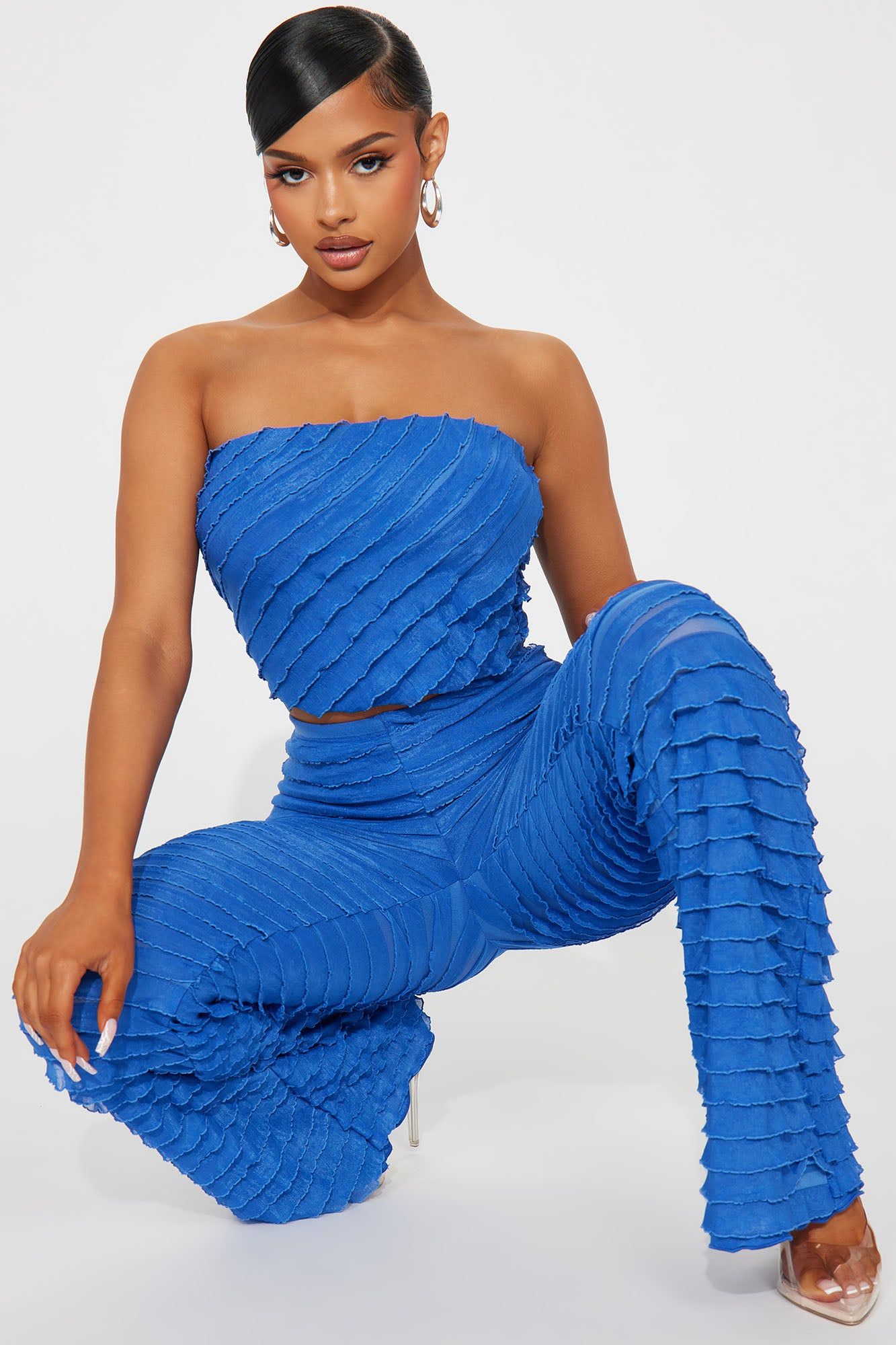 Same Energy Textured Pant Set - Royal sold by Fashion Nova