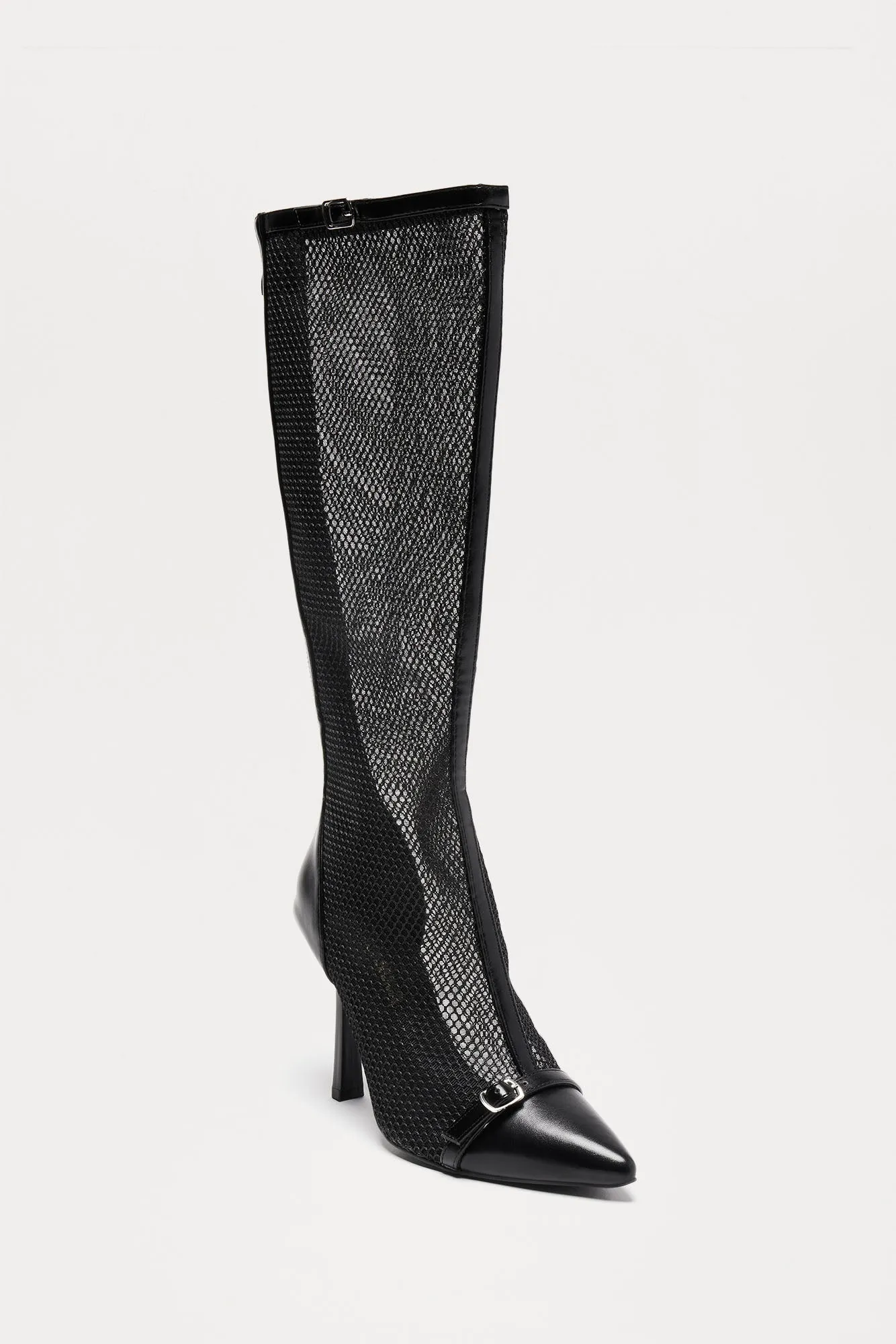 Kourtney Mesh Knee High Boots - Black sold by Fashion Nova product image thumbnail 4