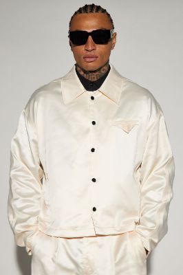 Florence Satin Cropped Jacket - Cream sold by Fashion Nova