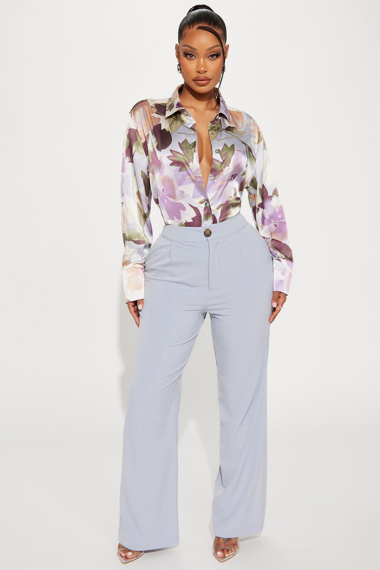 Lily Satin Shirt - Lavender/combo sold by Fashion Nova product image thumbnail 2