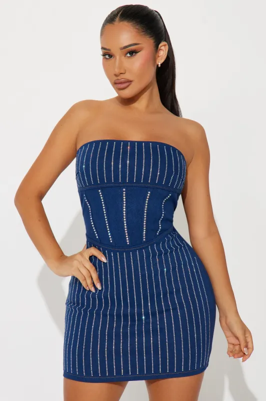 Indie Denim Micro Mini Dress - Dark Wash sold by Fashion Nova