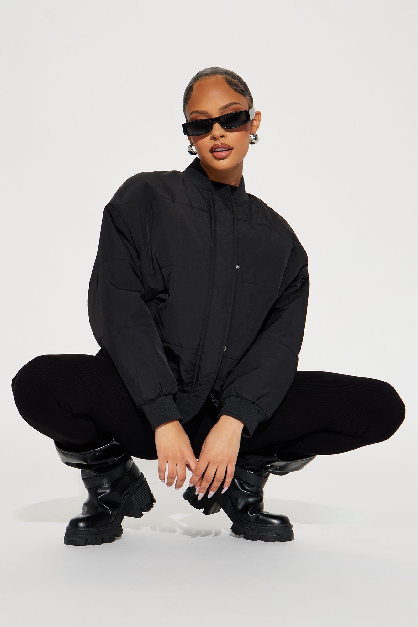 Riley Quilted Bomber Jacket - Black sold by Fashion Nova product image thumbnail 4