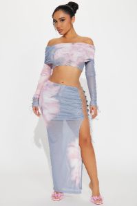 Fantasy Mesh Skirt Set - Blue/combo sold by Fashion Nova