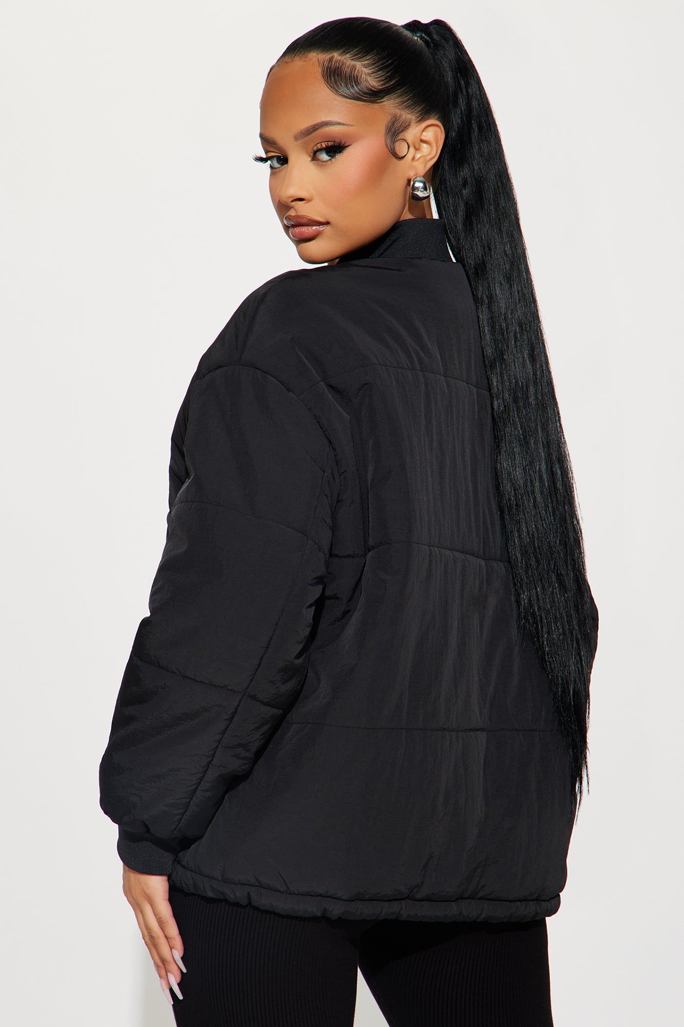 Riley Quilted Bomber Jacket - Black sold by Fashion Nova product image thumbnail 3