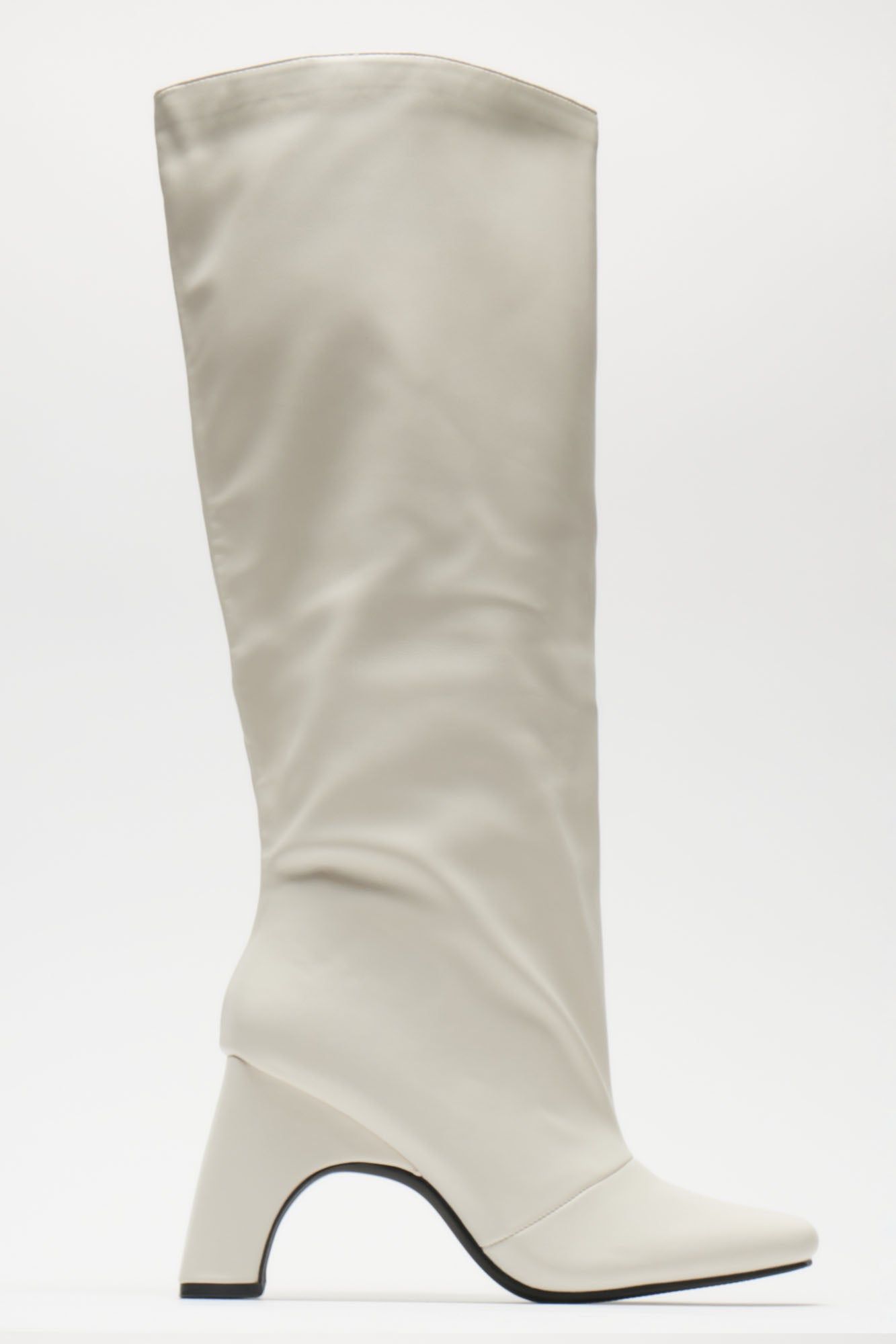 Late City Nights Knee High Heeled Boots - Cream sold by Fashion Nova product image thumbnail 5