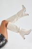 Late City Nights Knee High Heeled Boots - Cream sold by Fashion Nova
