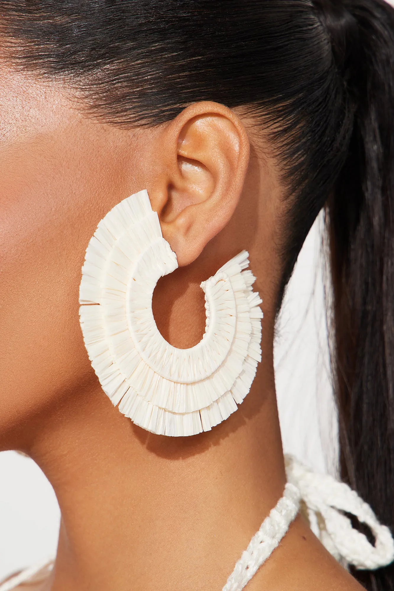 Basking In The Rays Hoop Earrings - Ivory sold by Fashion Nova
