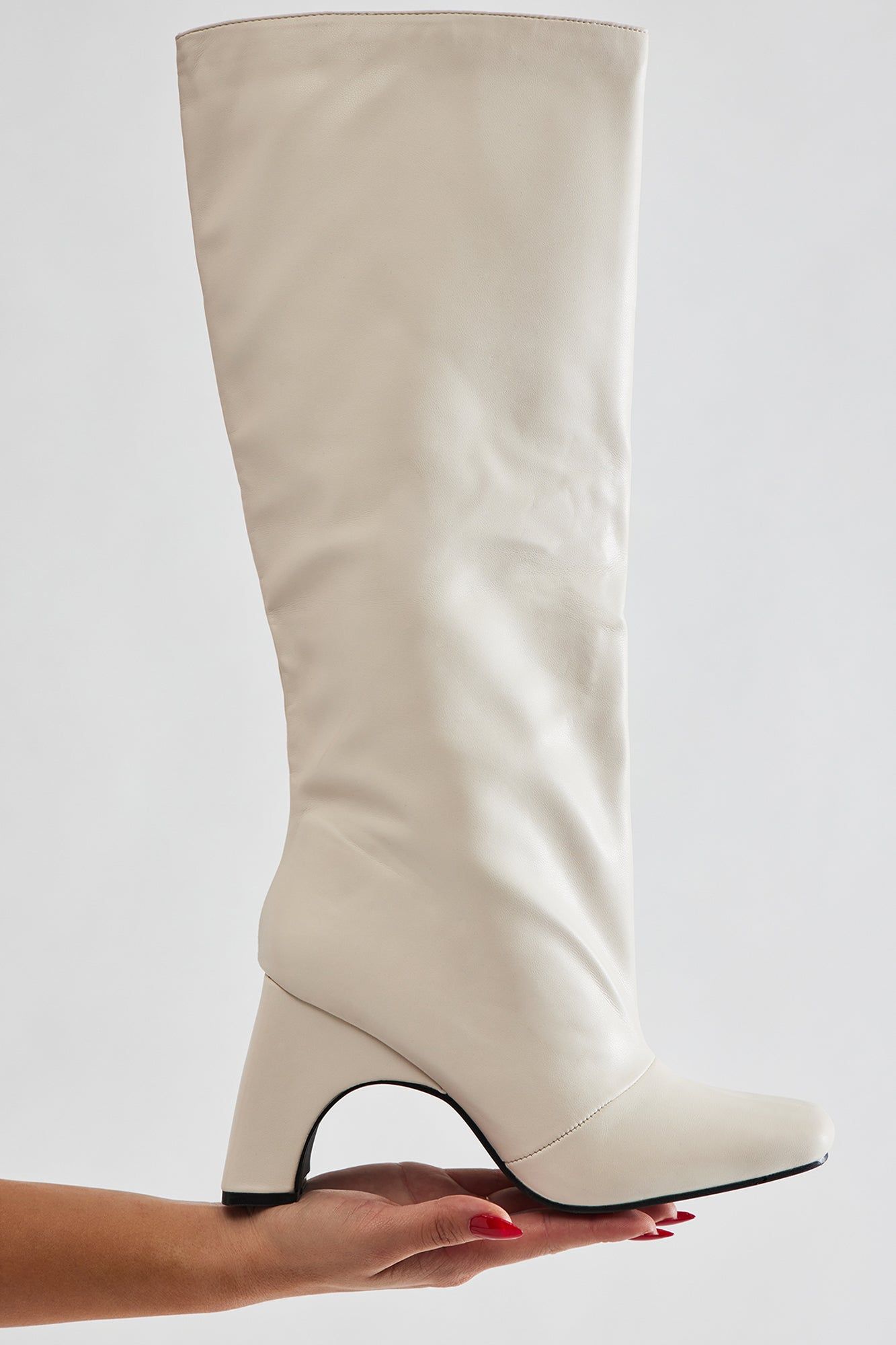 Late City Nights Knee High Heeled Boots - Cream sold by Fashion Nova product image thumbnail 4
