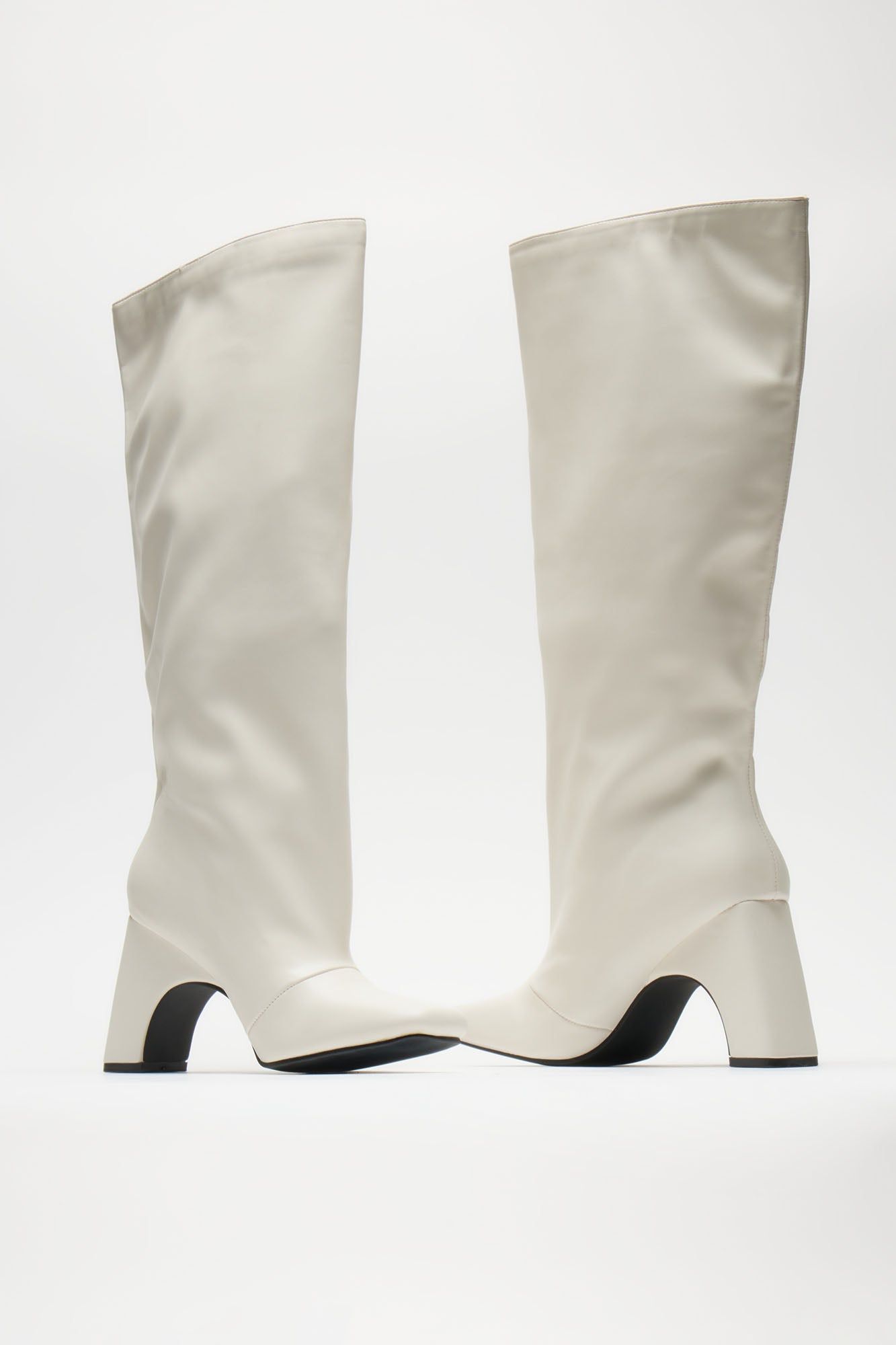 Late City Nights Knee High Heeled Boots - Cream sold by Fashion Nova product image thumbnail 2
