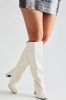 Late City Nights Knee High Heeled Boots - Cream sold by Fashion Nova