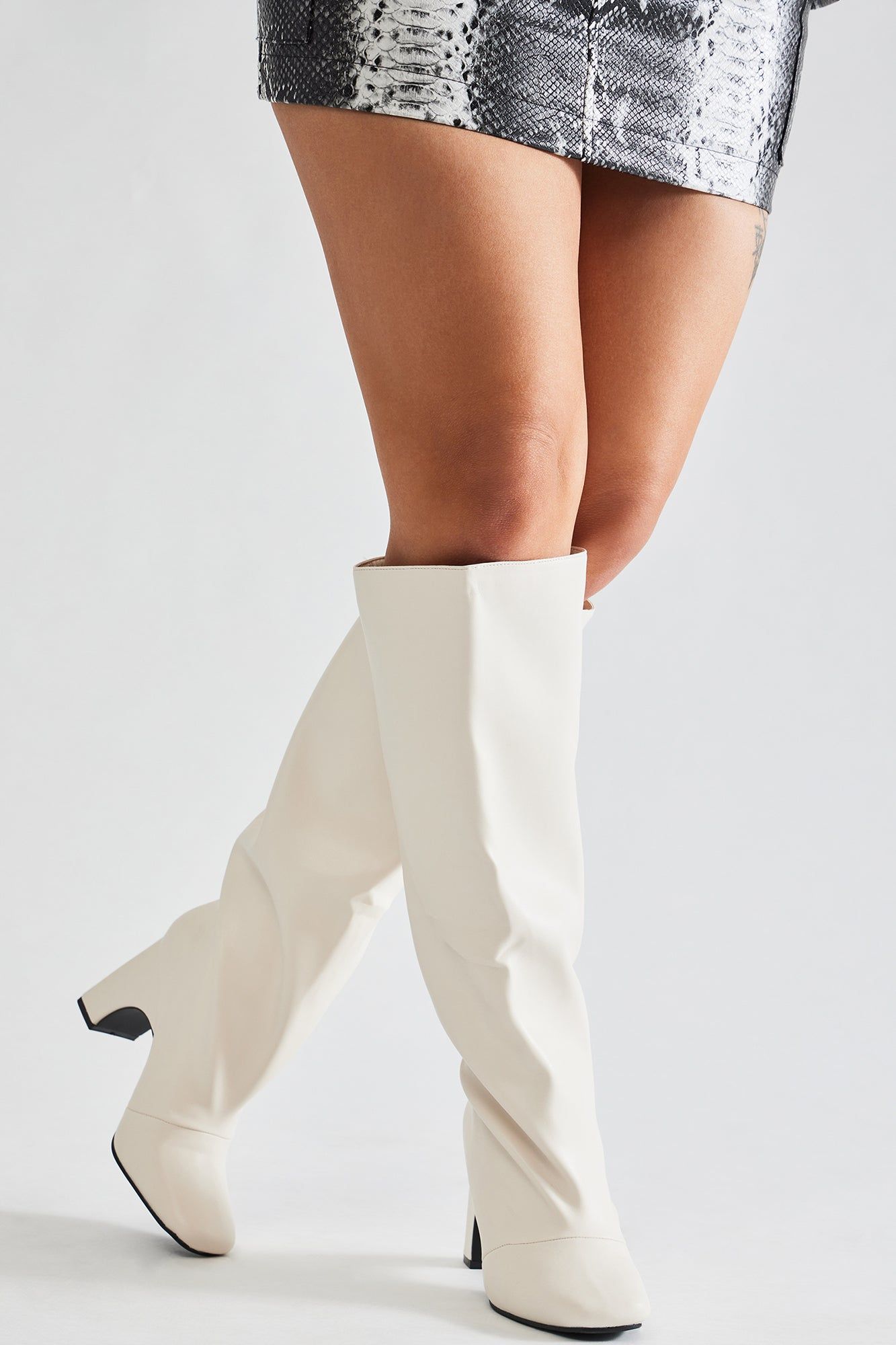 Late City Nights Knee High Heeled Boots - Cream sold by Fashion Nova product image thumbnail 3