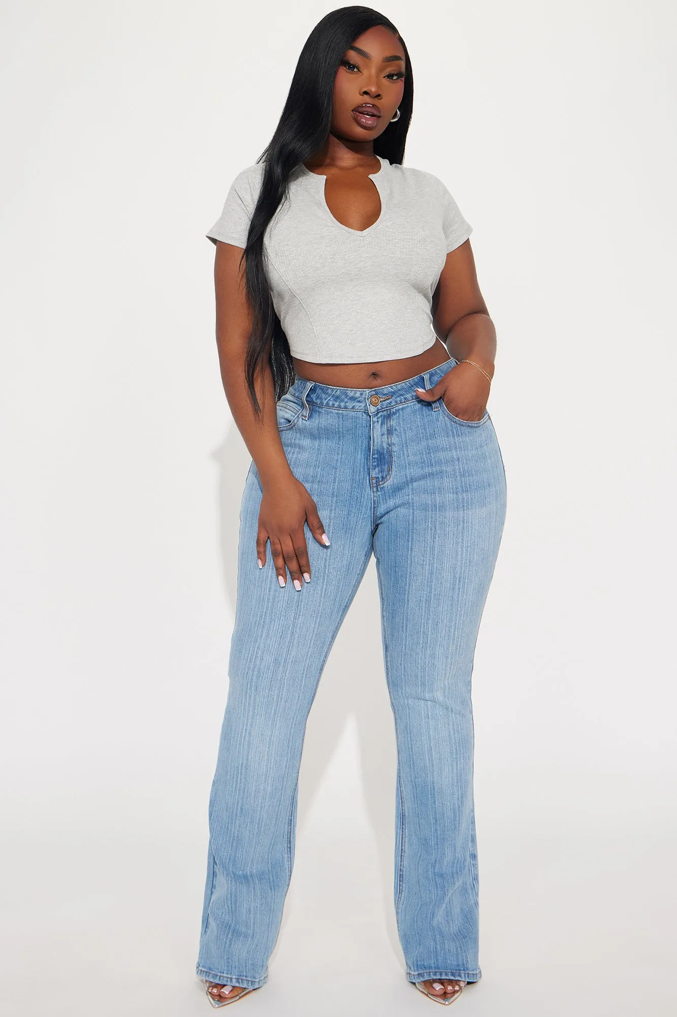 Valentina Plunge Crop Top - Heather Grey sold by Fashion Nova product image thumbnail 5