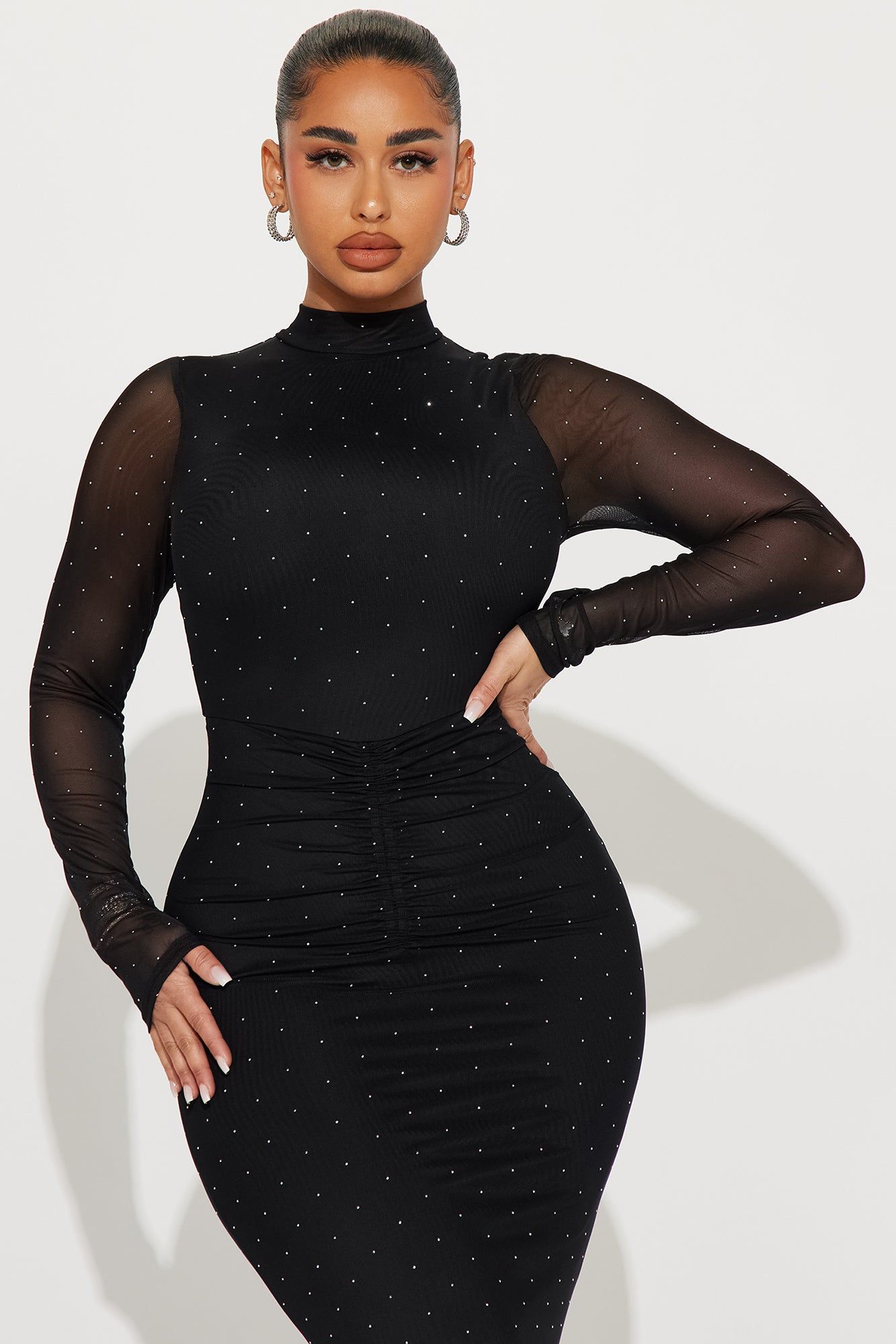 All That Glimmer Mesh Maxi Dress - Black sold by Fashion Nova product image thumbnail 2