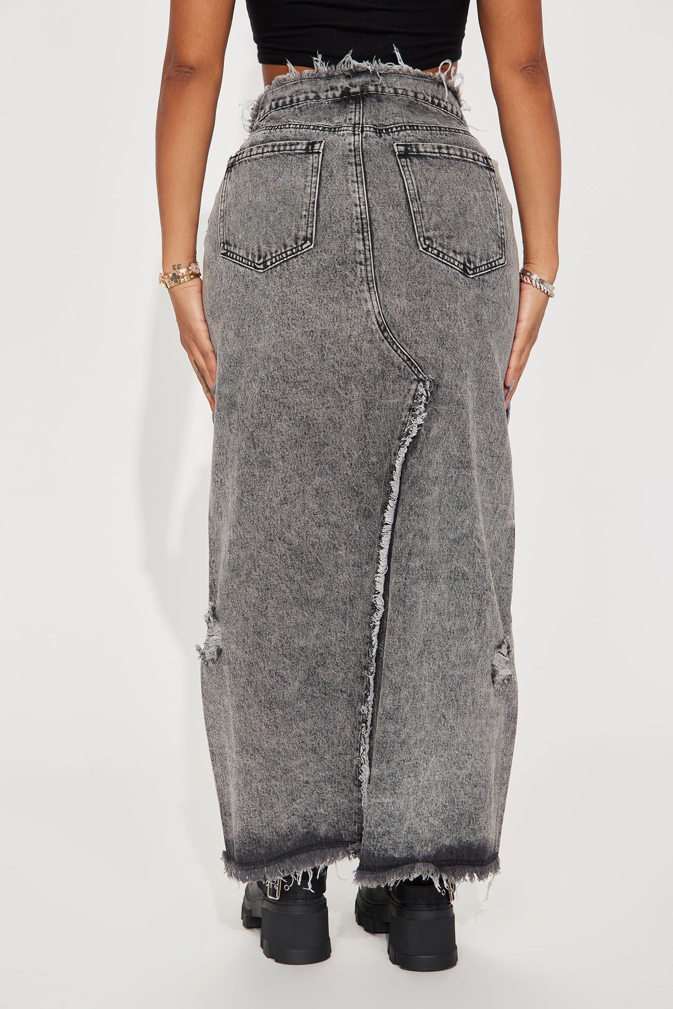 Daylight Dreaming Denim Maxi Skirt - Black Wash sold by Fashion Nova product image thumbnail 3