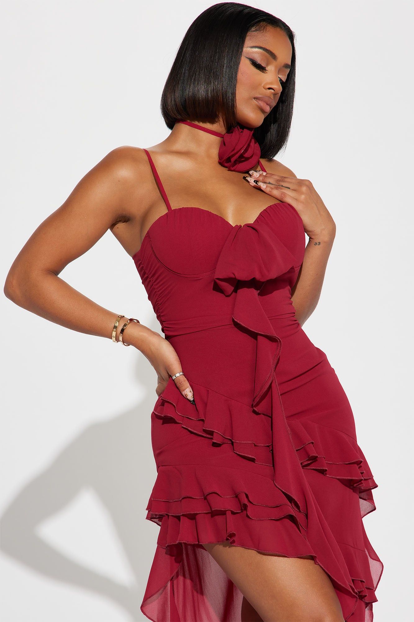 Karina Ruffle Maxi Dress - Wine sold by Fashion Nova product image thumbnail 2