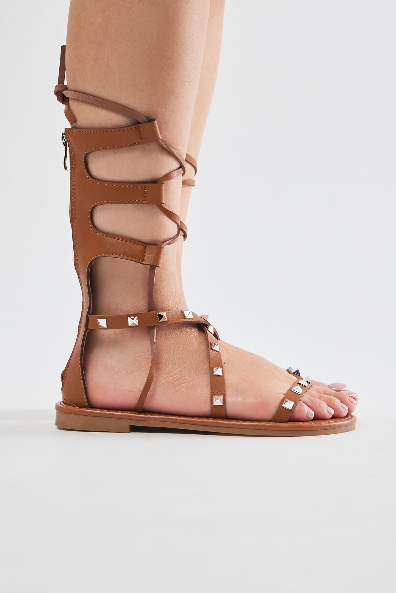 Laurie Gladiator Flat Sandals - Brown sold by Fashion Nova
