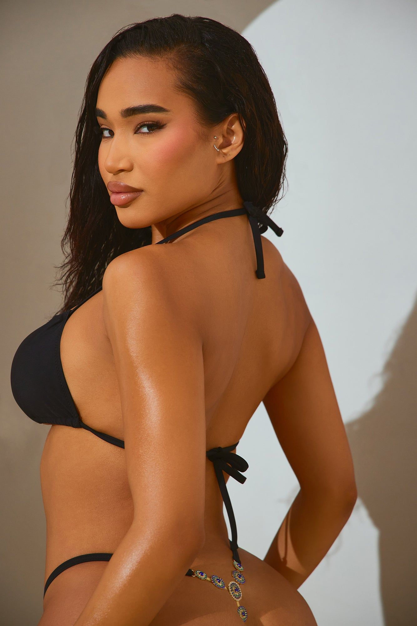 Dripping In Jewels Thong 2 Piece Bikini - Black sold by Fashion Nova product image thumbnail 4