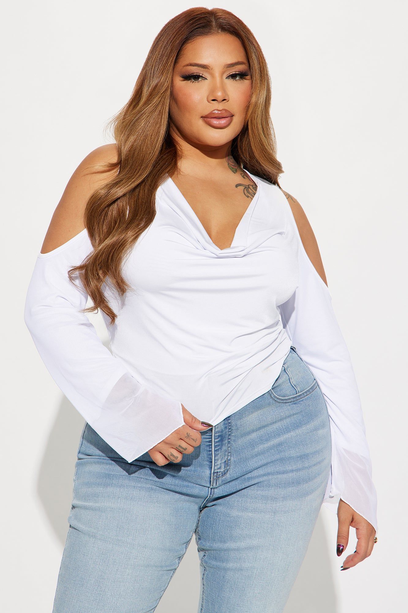 Sandra Cold Shoulder Top - White sold by Fashion Nova product image thumbnail 4