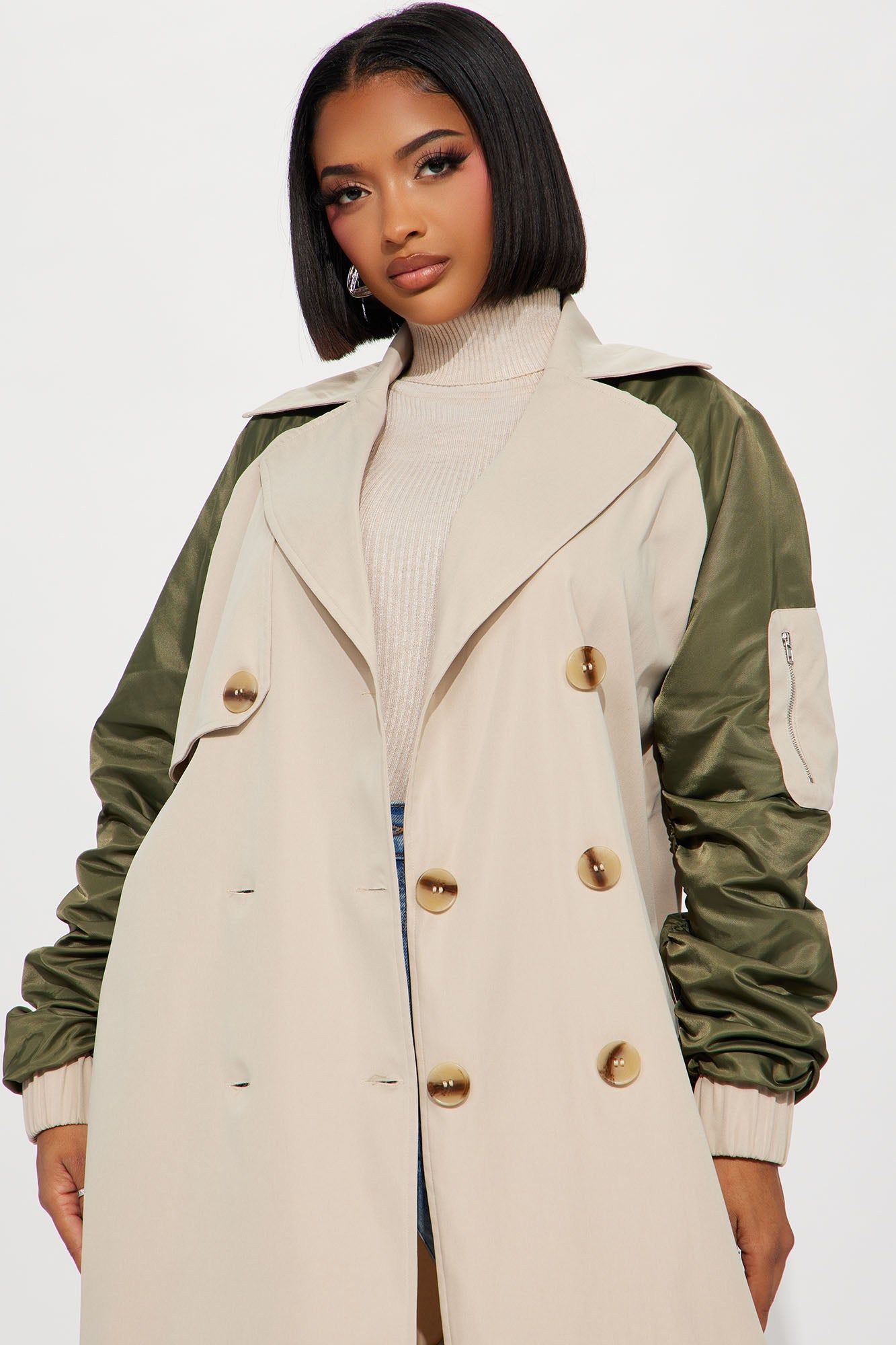 So Caught Up Trench Coat - Khaki/combo sold by Fashion Nova product image thumbnail 2