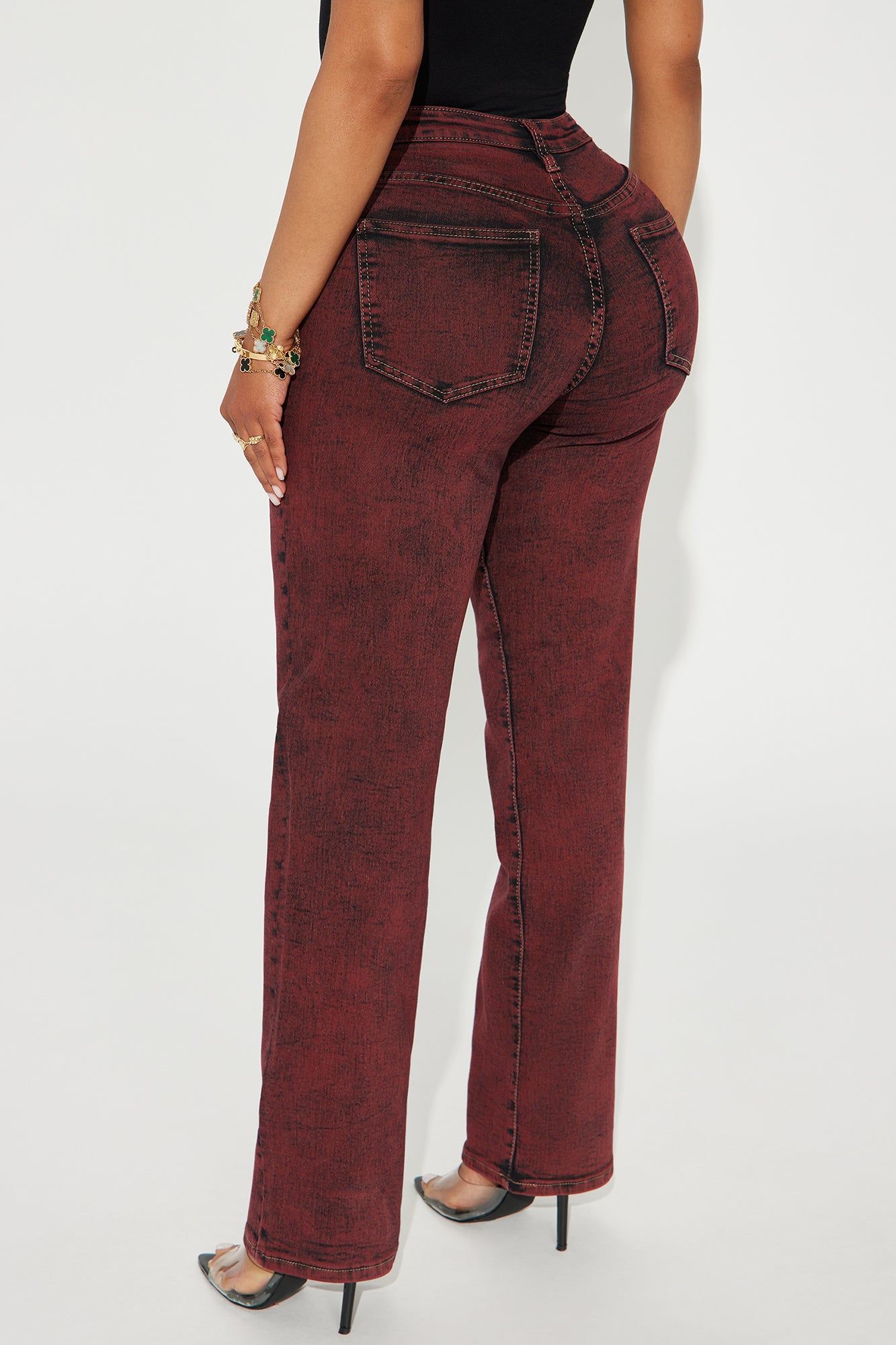 Candid Acid Wash Stretch Straight Leg Jeans - Red sold by Fashion Nova product image thumbnail 3