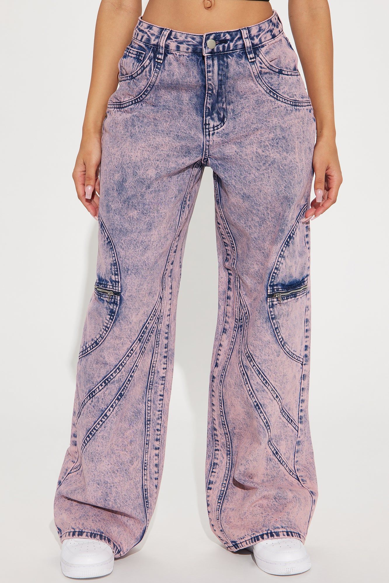 In Your Lane Acid Wash Baggy Jeans - Pink sold by Fashion Nova product image thumbnail 2