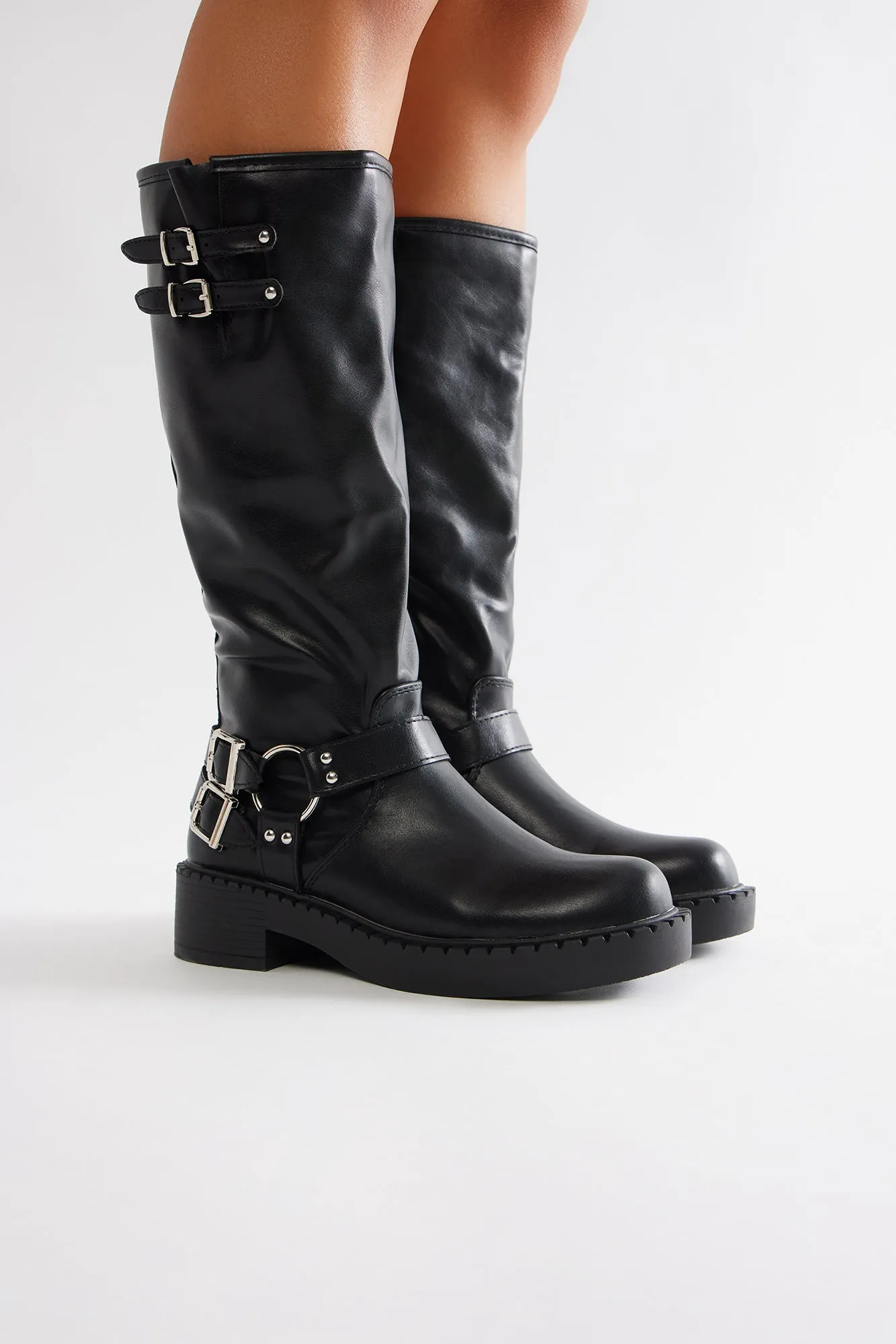 Miles Buckle Knee High Boots - Black sold by Fashion Nova product image thumbnail 4