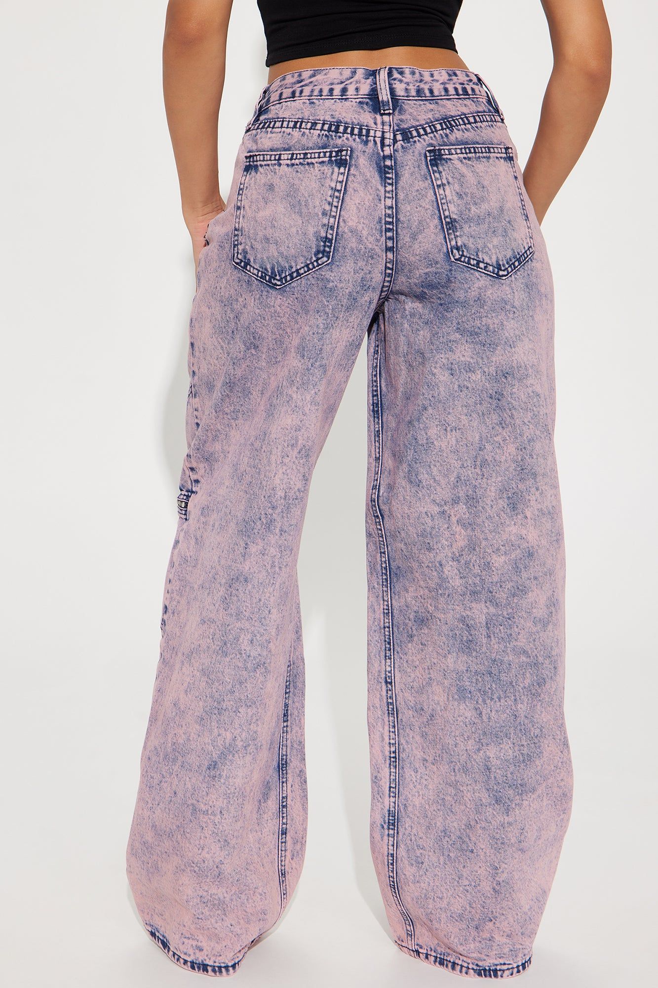In Your Lane Acid Wash Baggy Jeans - Pink sold by Fashion Nova product image thumbnail 4