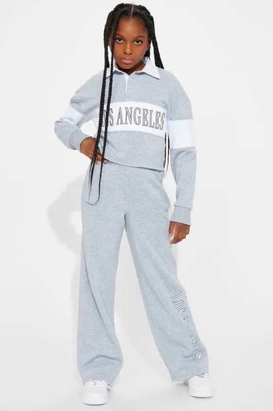 Mini Living The LA Life Pant Set - Heather Grey sold by Fashion Nova