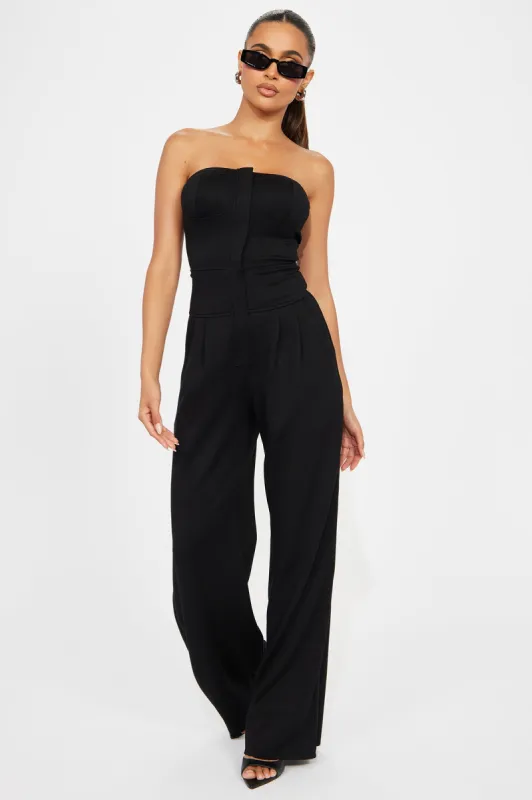 Push The Button Jumpsuit  - Black sold by Fashion Nova