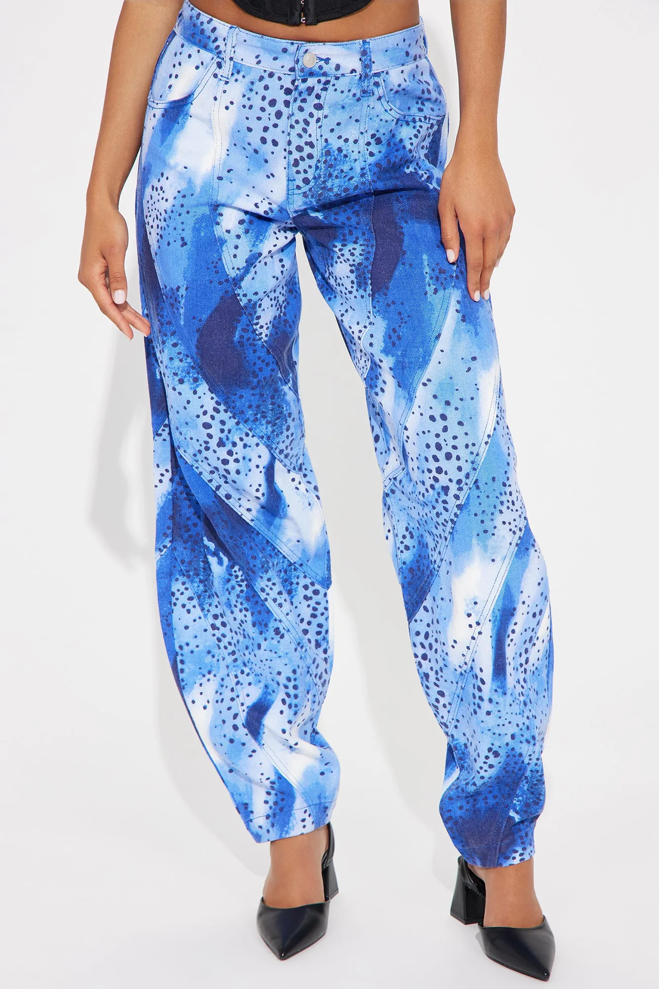 Comes In Waves Taper Leg Baggy Jeans - Blue sold by Fashion Nova