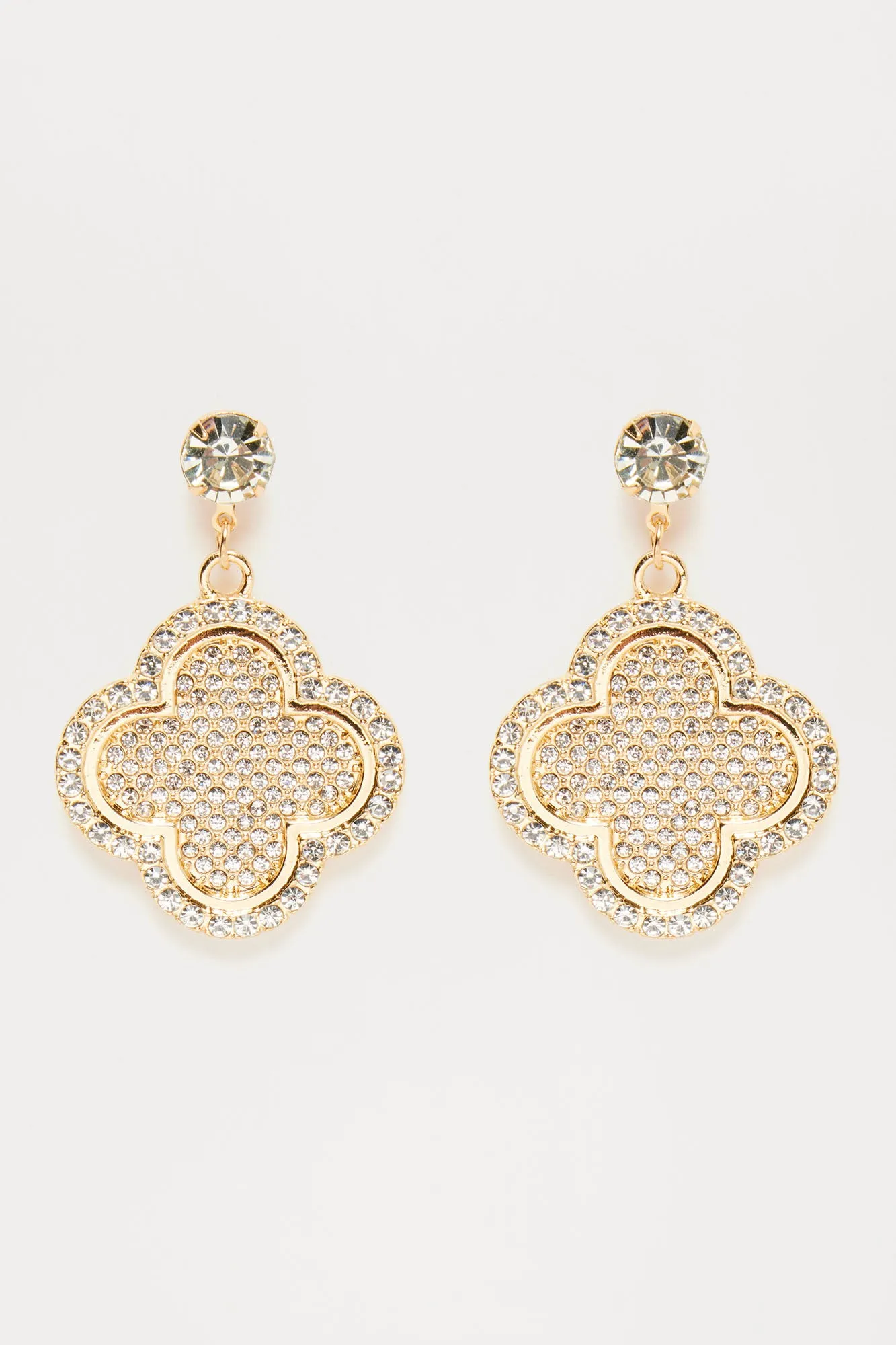 Clover Rhinestone Earrings - Gold sold by Fashion Nova product image thumbnail 3