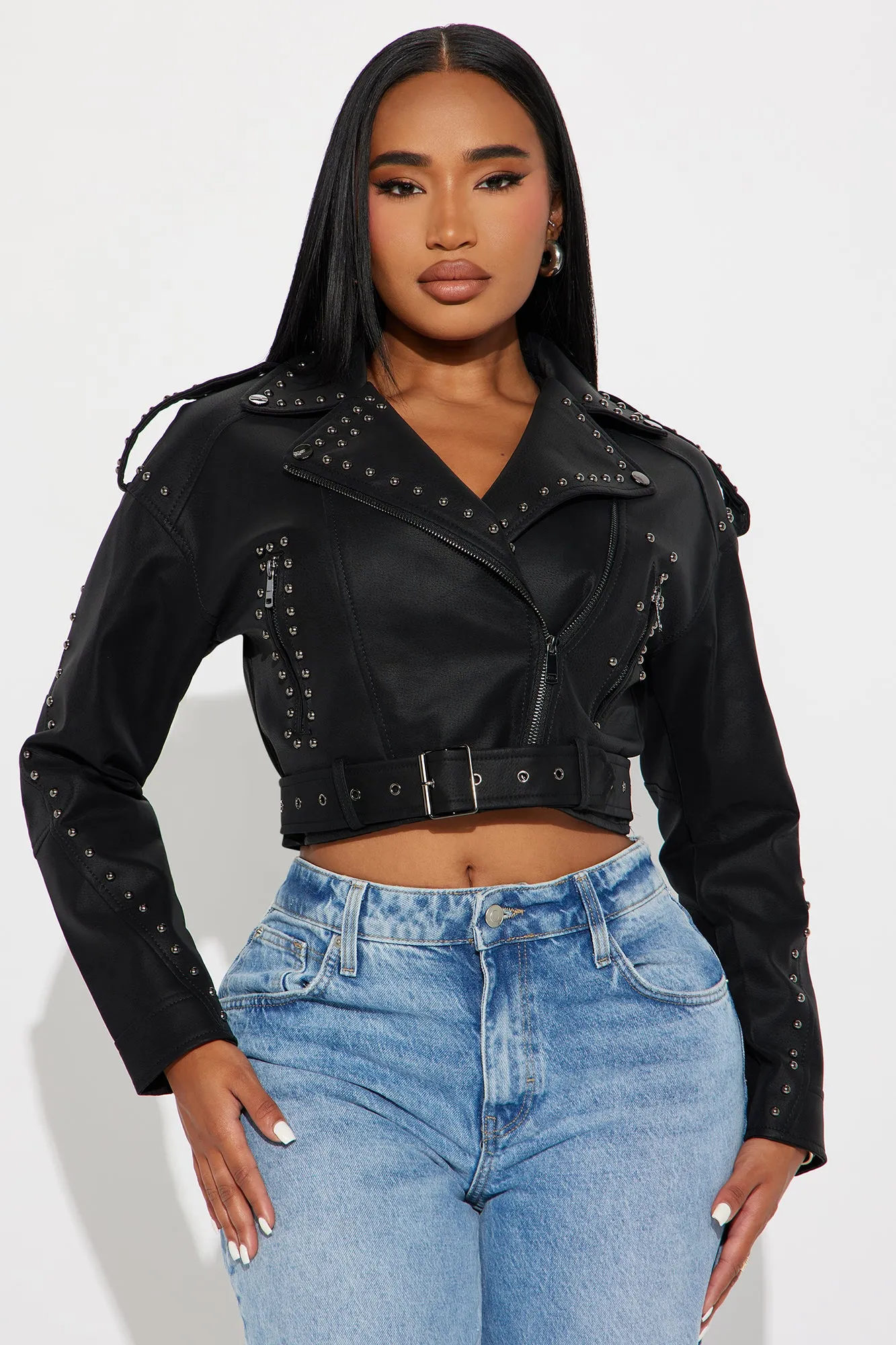 Heartthrob Studded Moto Jacket - Black sold by Fashion Nova product image thumbnail 3