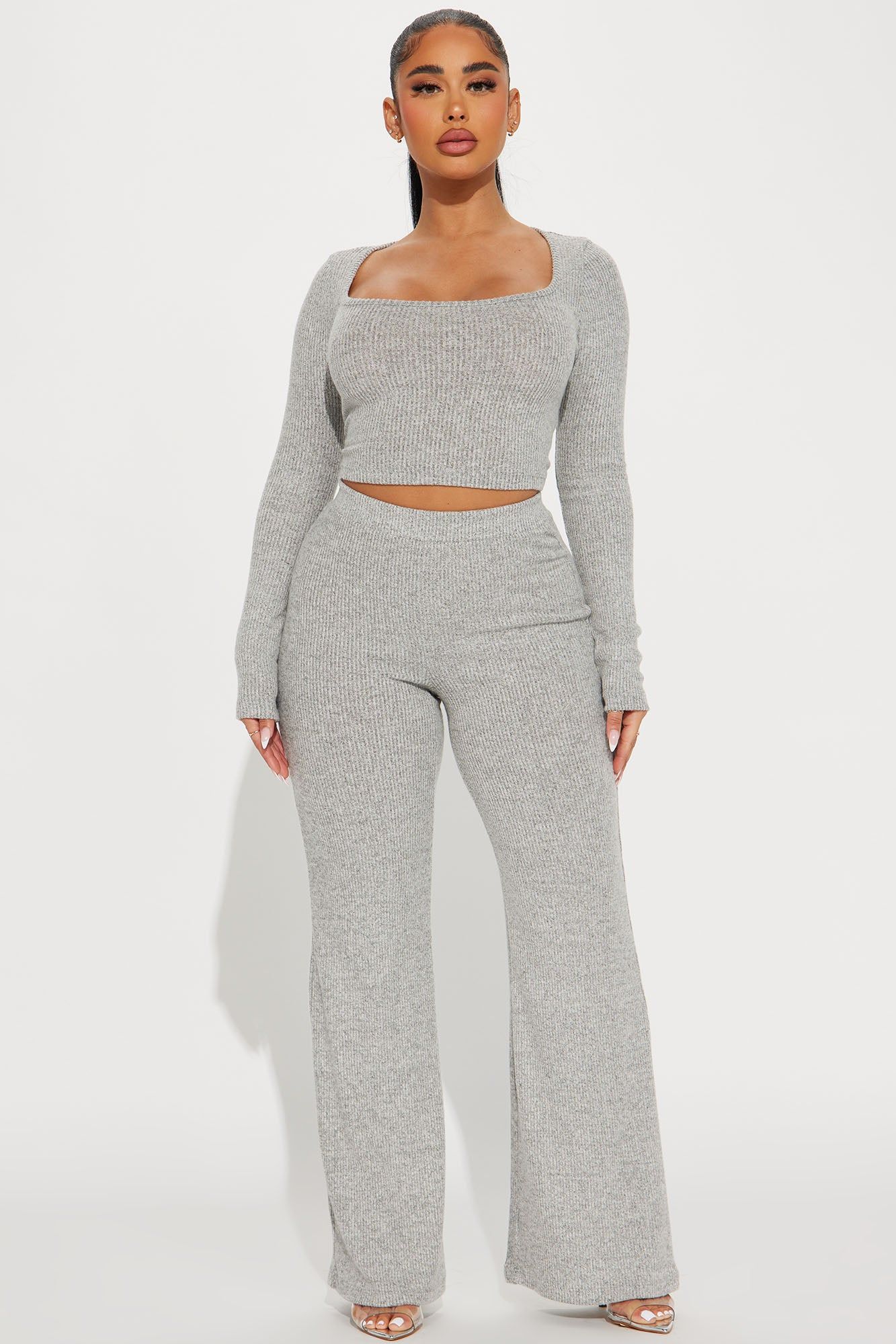 Cute N Cozy Pant Set - Heather Grey sold by Fashion Nova