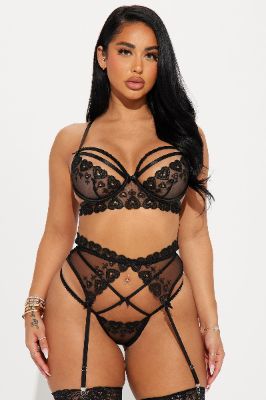 Deeper Love Embroidered 3 Piece Set - Black sold by Fashion Nova