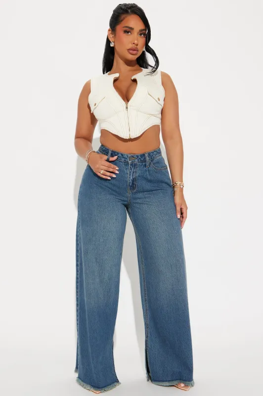 However You Like Pleated Wide Leg Jeans - Dark Wash made by Fashion Nova