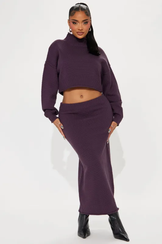 Hayden Sweater Skirt Set - Eggplant sold by Fashion Nova