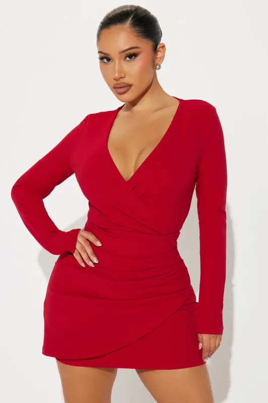 Sophisticated Crepe Mini Dress - Red sold by Fashion Nova