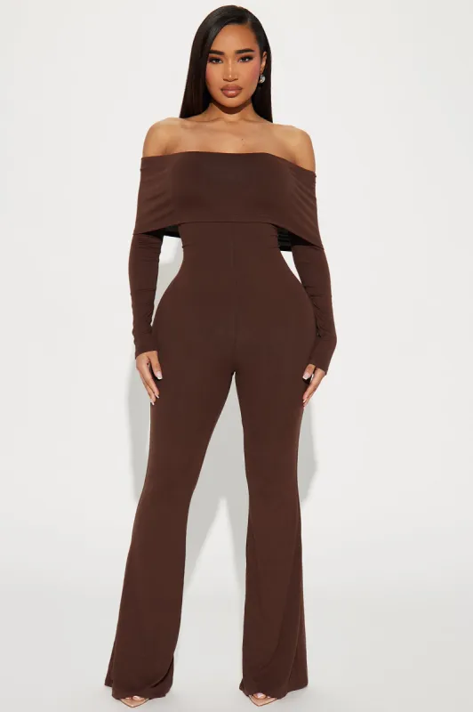 Perfectly Good At It Jumpsuit  - Chocolate sold by Fashion Nova