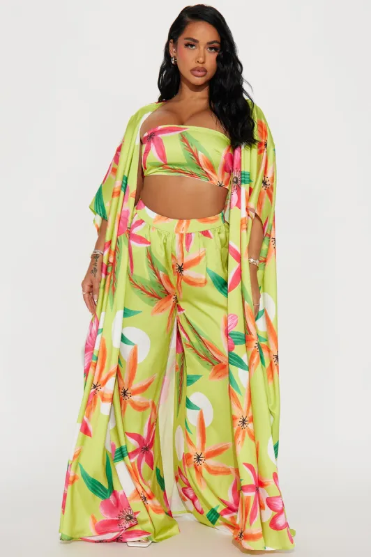 Paradise Lover 3 Piece Satin Set - Lime sold by Fashion Nova