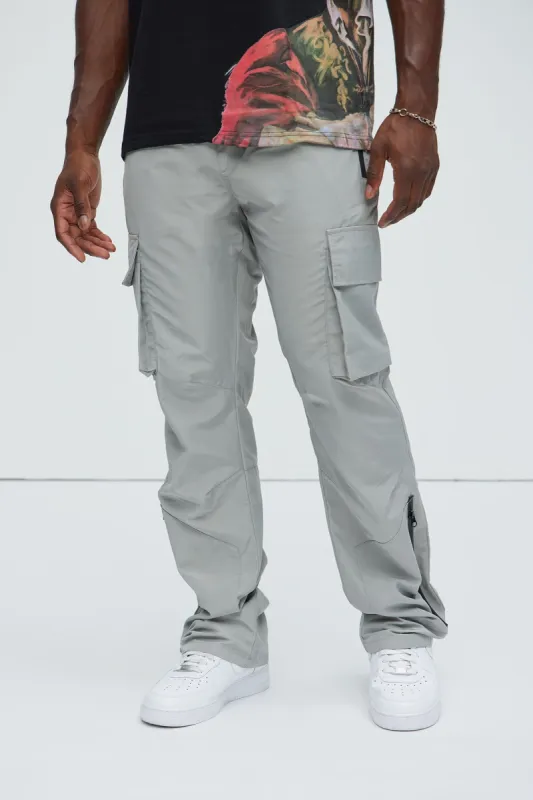 Take Me On Cargo Nylon Pants - Grey sold by Fashion Nova
