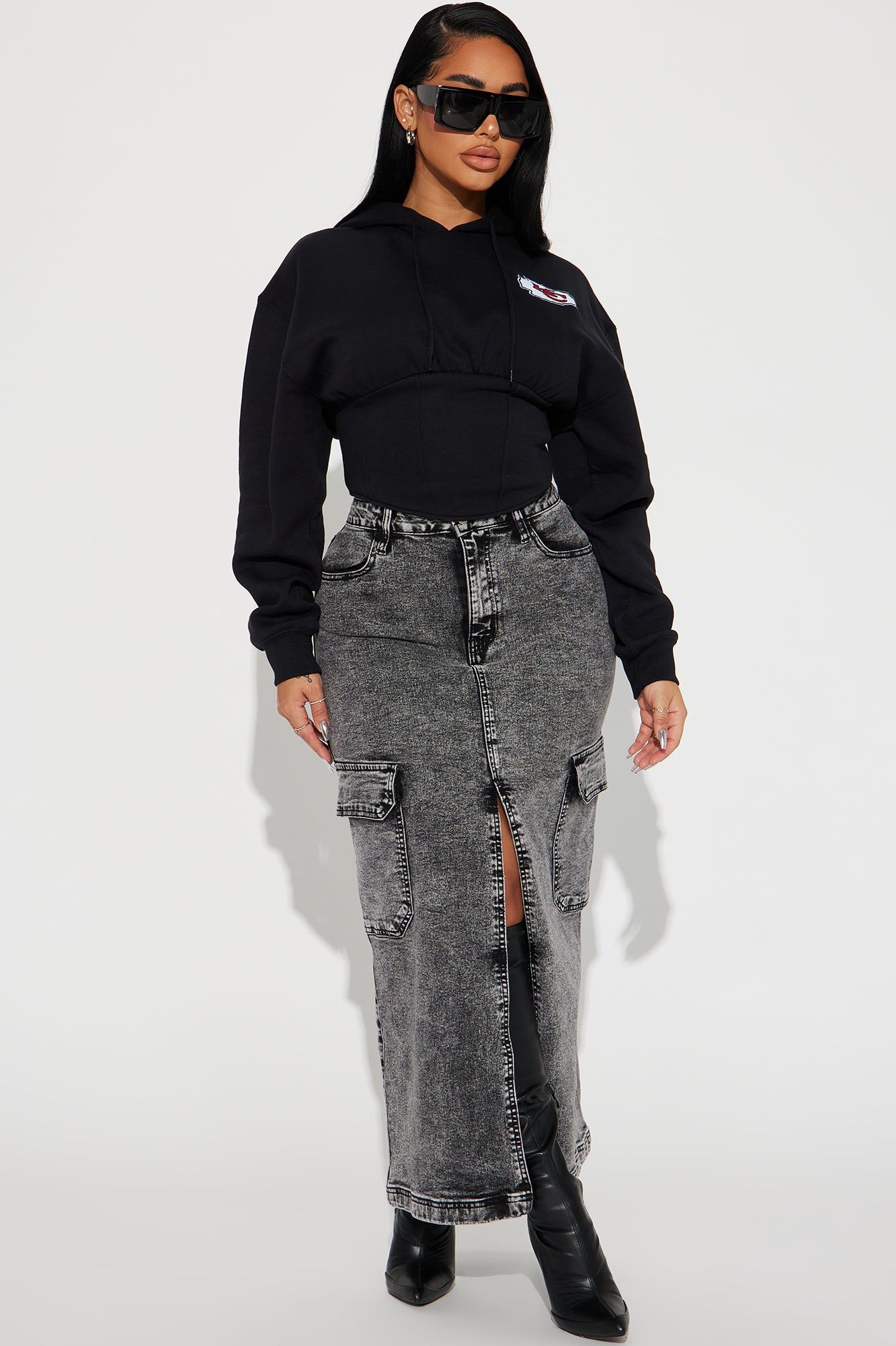 Kansas City Chiefs Corset Hoodie - Black sold by Fashion Nova product image thumbnail 2