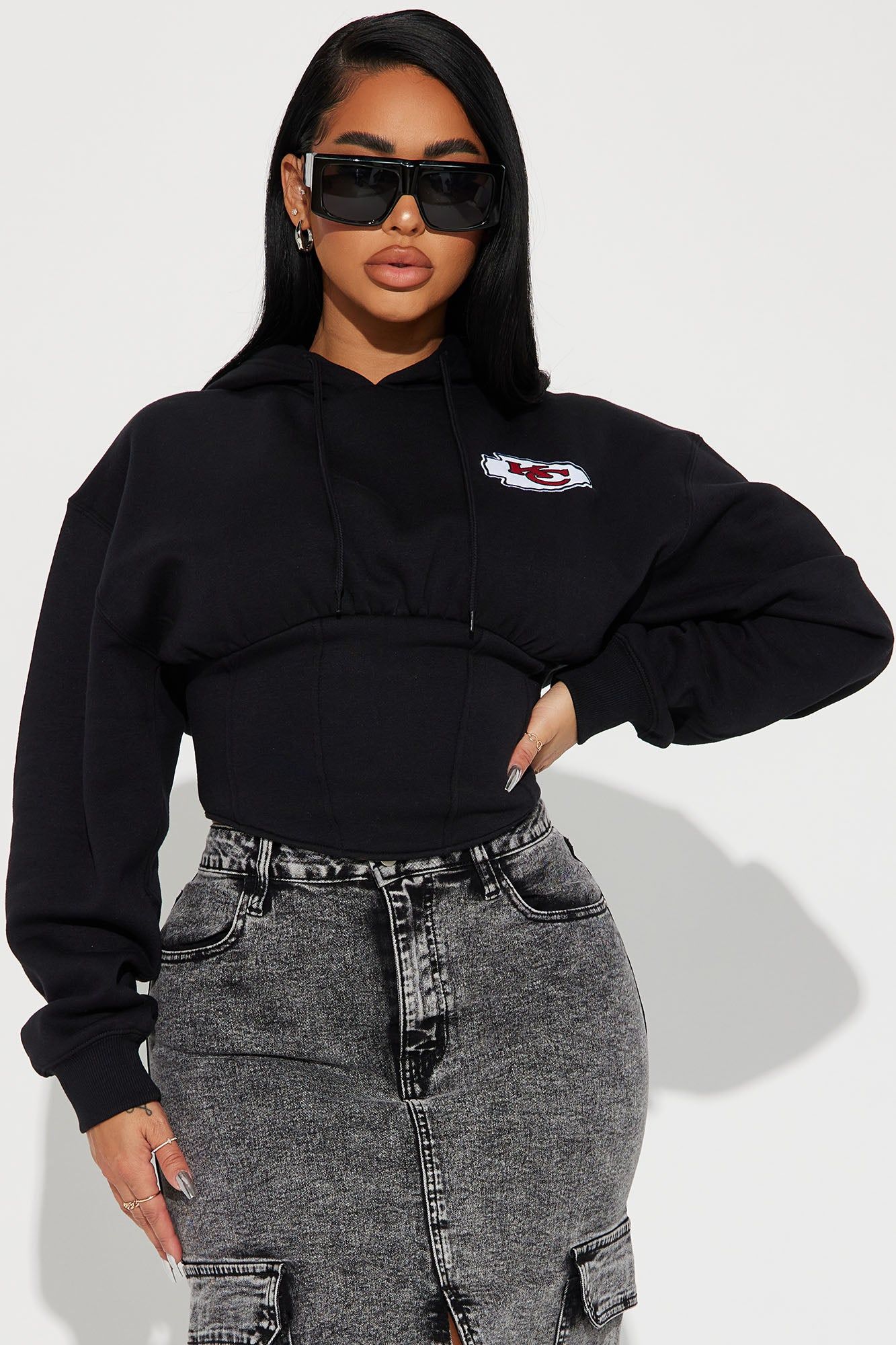 Kansas City Chiefs Corset Hoodie - Black sold by Fashion Nova